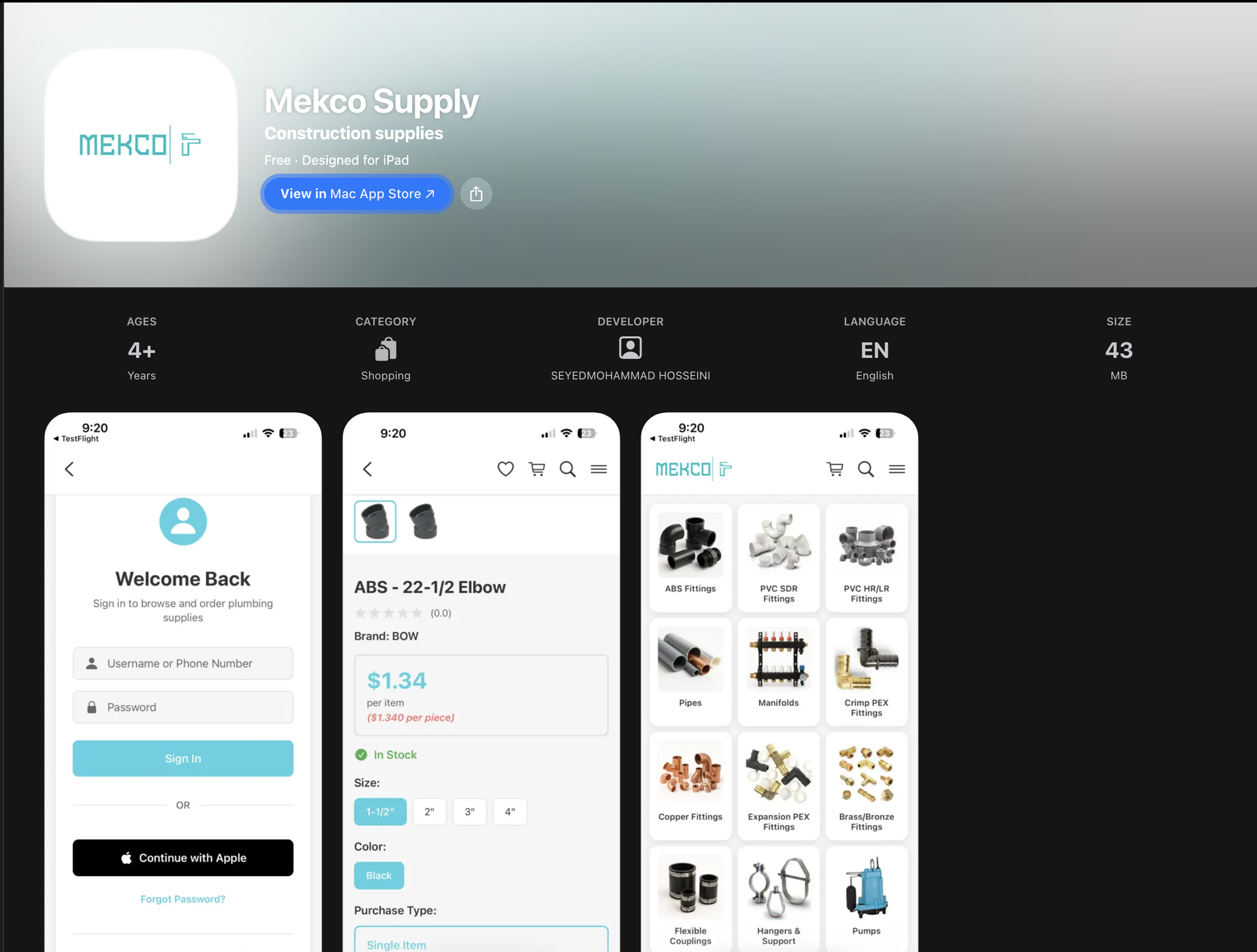 Mekco Supply App
